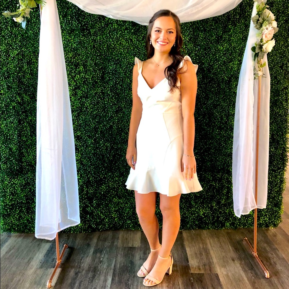 White Ruffle Detail Dress